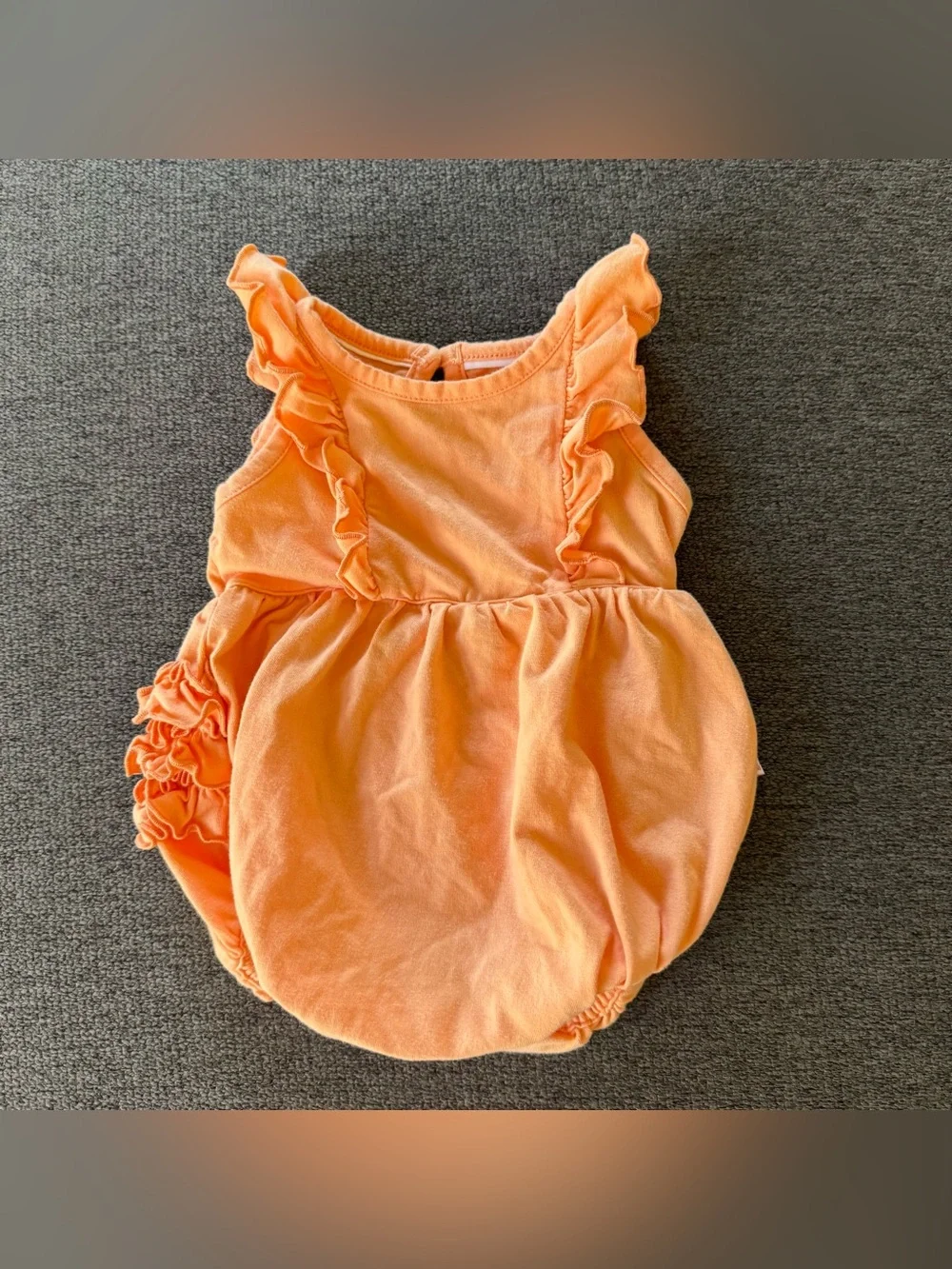 Ruffle Butts Peach Orange Ruffled Baby Girl Romper Onesie Bubble 0-3M